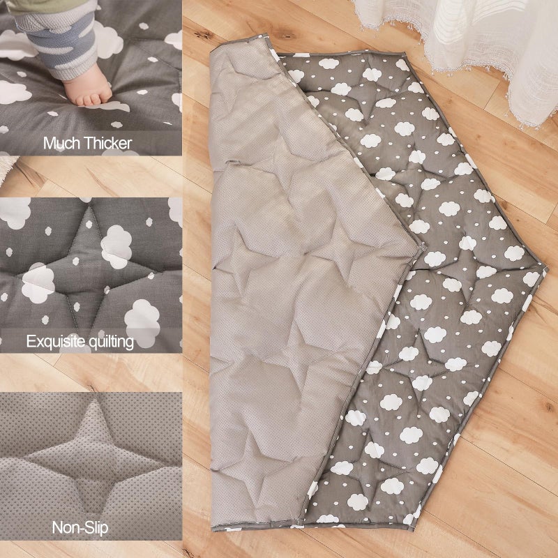 Napcure Hexagon Baby Play Mat For Floor 51""?59"" Thicken Ultra Soft Playmat  Washable 6 Panel Playpen Mat Non-Slip Crawling Mat For Babies Floor Tummy Time(Cloud) - Image 3