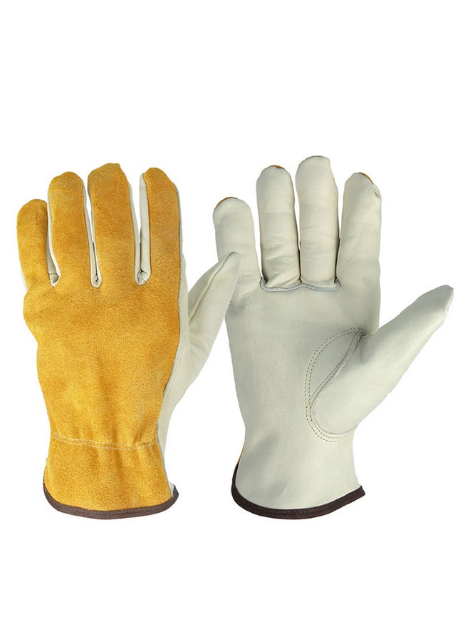 2-Piece Working Welding Gloves White/Yellow 0.14kg