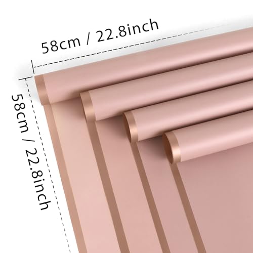NESCCI 20 Sheet Flower Wrapping Paper Waterproof Floral Bouquet Wrapping Paper Florist Supplies Packaging Paper for Wedding Birthday Gift DIY Dark Pink - Image 5