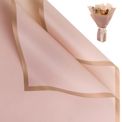 NESCCI 20 Sheet Flower Wrapping Paper Waterproof Floral Bouquet Wrapping Paper Florist Supplies Packaging Paper for Wedding Birthday Gift DIY Dark Pink - Image 2