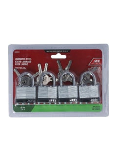 ACE 4-Piece Laminated Steel Padlock Set Silver 40 mm 98690 