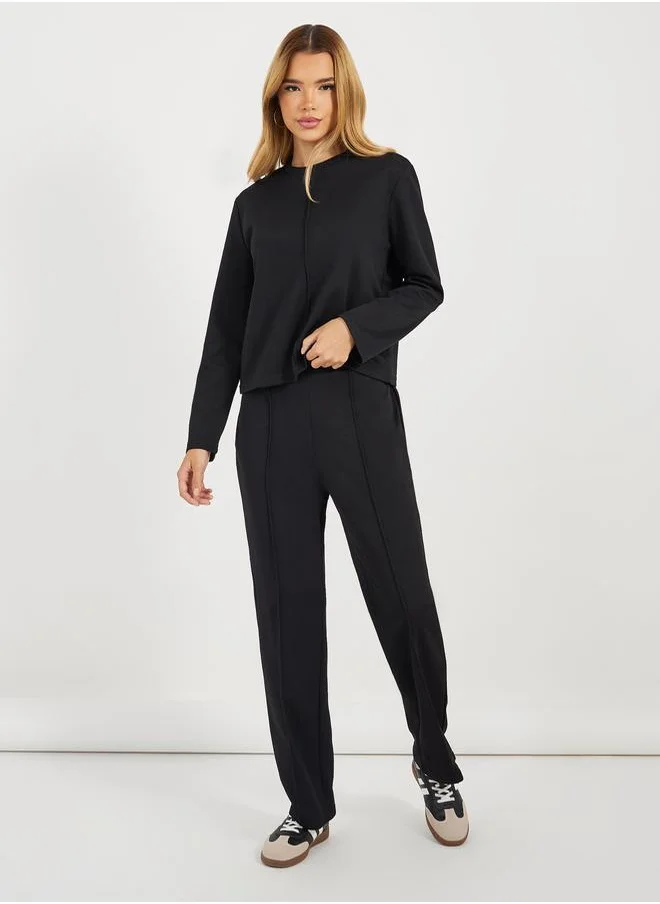 Styli Straight Leg Pintuck Detail Joggers
