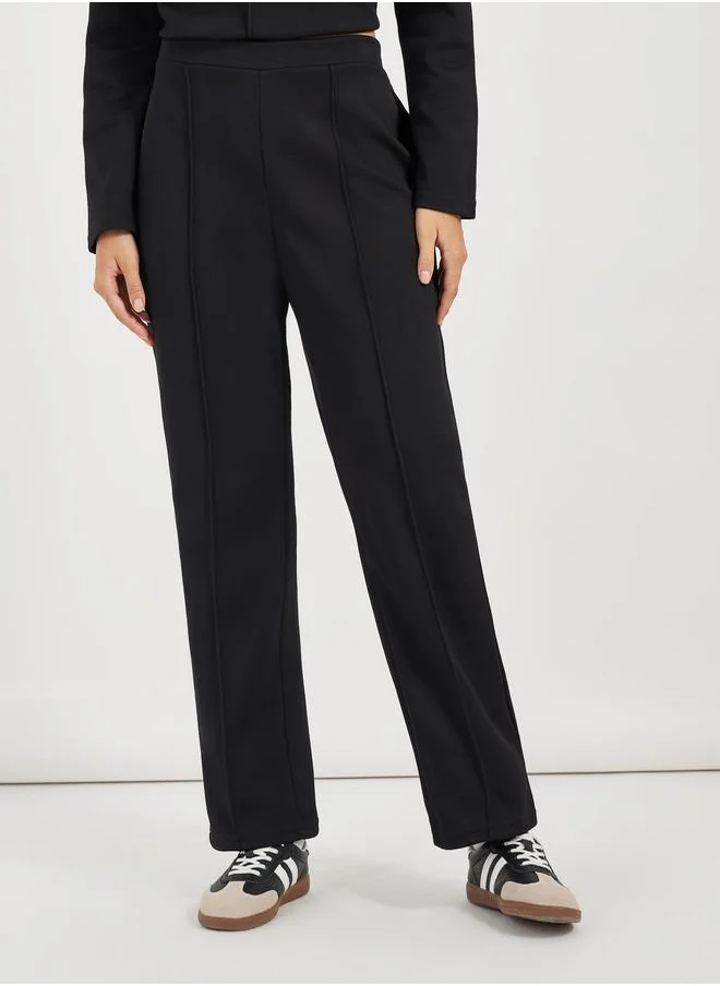 Styli Straight Leg Pintuck Detail Joggers