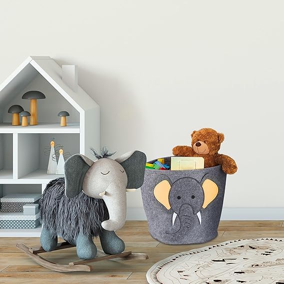 NISHIV Cute Animal Foldable Storage Baskets Elephant Toy Basket Space saving Collapsible Laundry Basket Organizer Storage Baskets for Kids Animal Storage Baskets Home Dirty Cloth Storage BasketPcs 1 - Image 2