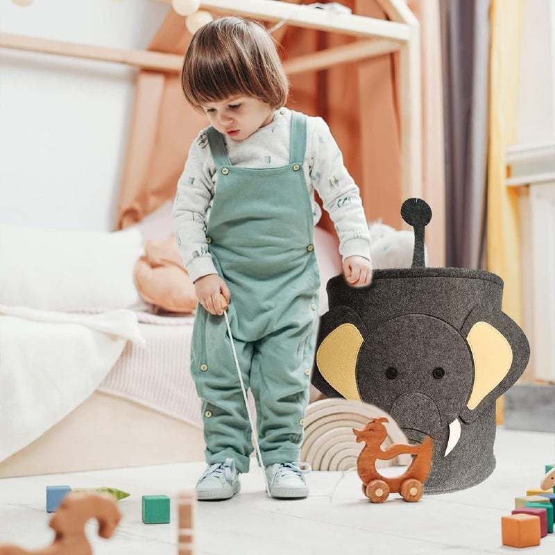 NISHIV Cute Animal Foldable Storage Baskets Elephant Toy Basket Space saving Collapsible Laundry Basket Organizer Storage Baskets for Kids Animal Storage Baskets Home Dirty Cloth Storage BasketPcs 1 - Image 5