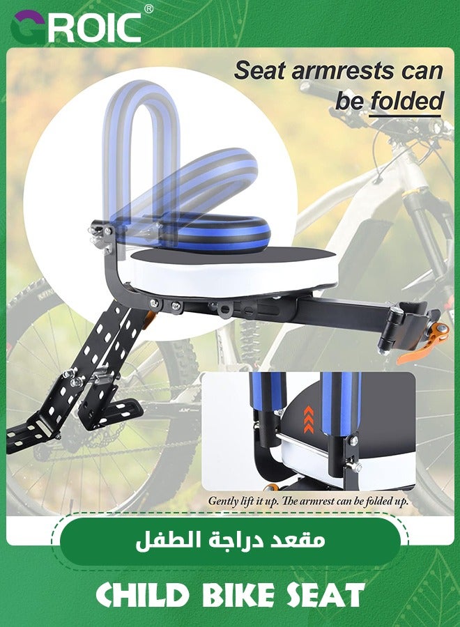 GROIC Child Bike Seat, Portable Retractable Foldable Front Mounted Kids Bike Seat, Suitable for Children 2~6 Years, Detachable Child Bike Seat Suitable for All Types of Bicycles - Image 4