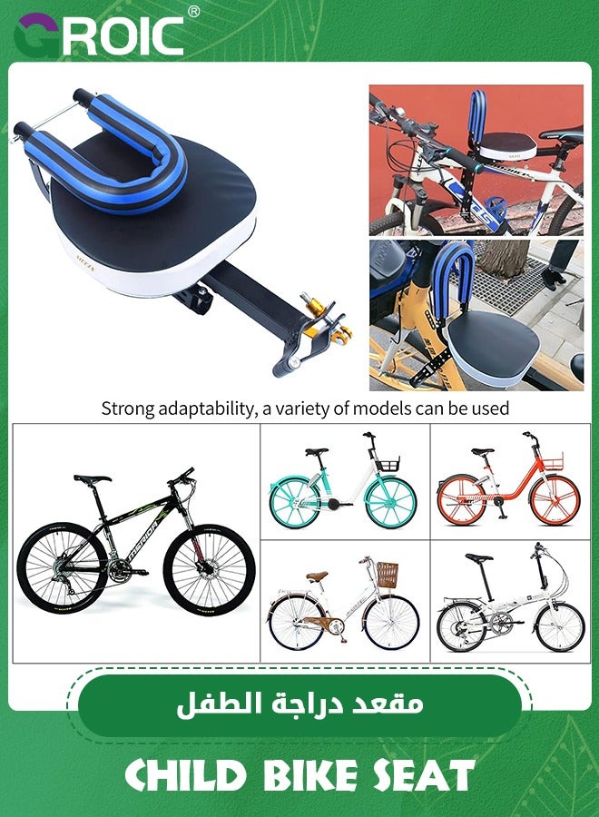 GROIC Child Bike Seat, Portable Retractable Foldable Front Mounted Kids Bike Seat, Suitable for Children 2~6 Years, Detachable Child Bike Seat Suitable for All Types of Bicycles - Image 3