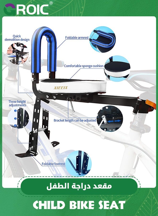 GROIC Child Bike Seat, Portable Retractable Foldable Front Mounted Kids Bike Seat, Suitable for Children 2~6 Years, Detachable Child Bike Seat Suitable for All Types of Bicycles - Image 2