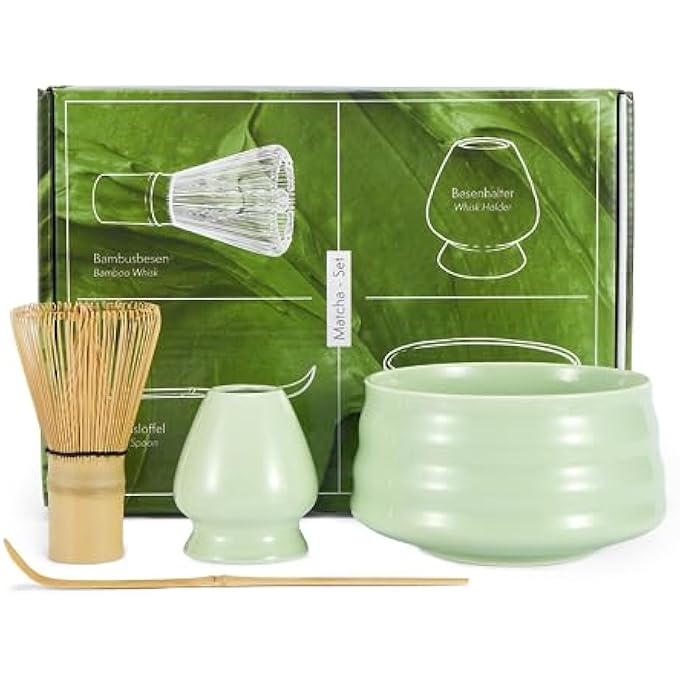 Nekit Japanese Matcha Tea Set Matcha Whisk Chasen Traditional Scoop Chashaku Whisk Holder Matcha Bowl The Perfect Bamboo Matcha Kit To Prepare A Traditional Cup Of Matcha Tea Kit Green - Image 1