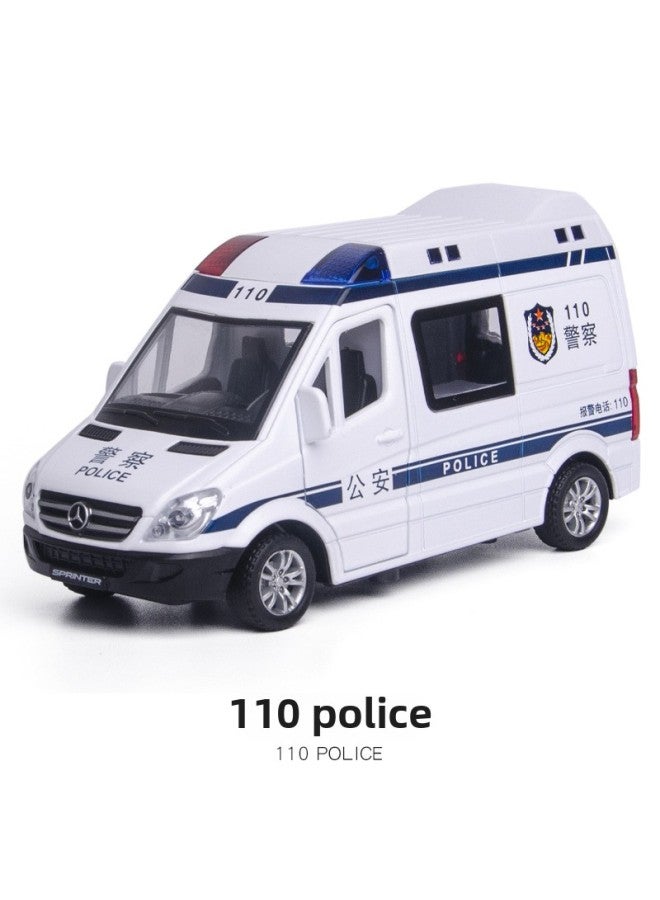 Jiaye 1:32 Simulation Special Police Car Ambulance Fire Alloy Car Model Sound And Light Children's Toy Car Manufacturers Wholesale-Color:110 Police Car  - Image 1