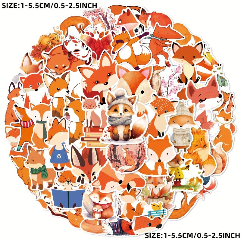 50 قطعة من الملصقات الرائعة بطابع الثعلب للأجهزة المحمولة والهواتف الذكية والكتب والآلات الموسيقية - Image 2