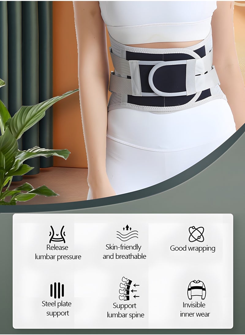 GROIC Lumbar Support Belt Lumbosacral Back Brace,Breathable Back Support Belt, Lower Back Pain Relief Warmer Stretcher for Herniated Disc, Sciatica, Scoliosis(L)  - Image 2