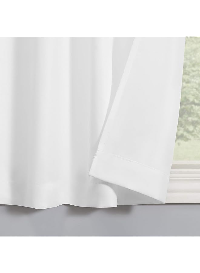 erorex Martine Microfiber Semi Sheer Rod Pocket Kitchen Curtain Valance And Tiers Set 54 Inch X 24 Inch White - Image 3