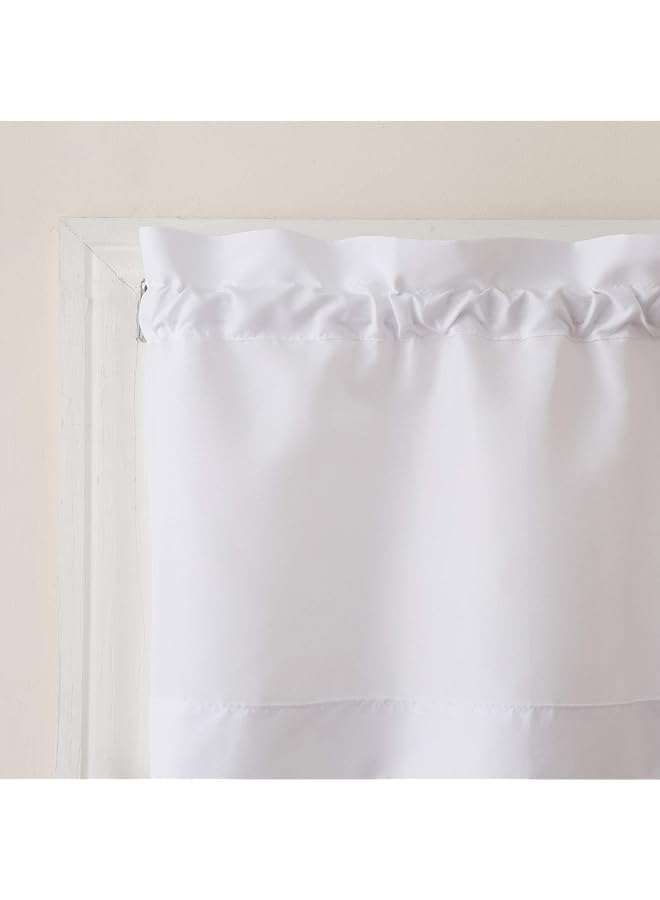 erorex Martine Microfiber Semi Sheer Rod Pocket Kitchen Curtain Valance And Tiers Set 54 Inch X 24 Inch White - Image 2