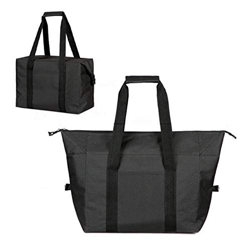 DoroSun Insulated Shopping Cooler Bags with Zippered Top for Groceries, Reusable Thermal Foam Tote Bag for Travel, Picnic or Lunch Foods, Black - Image 1