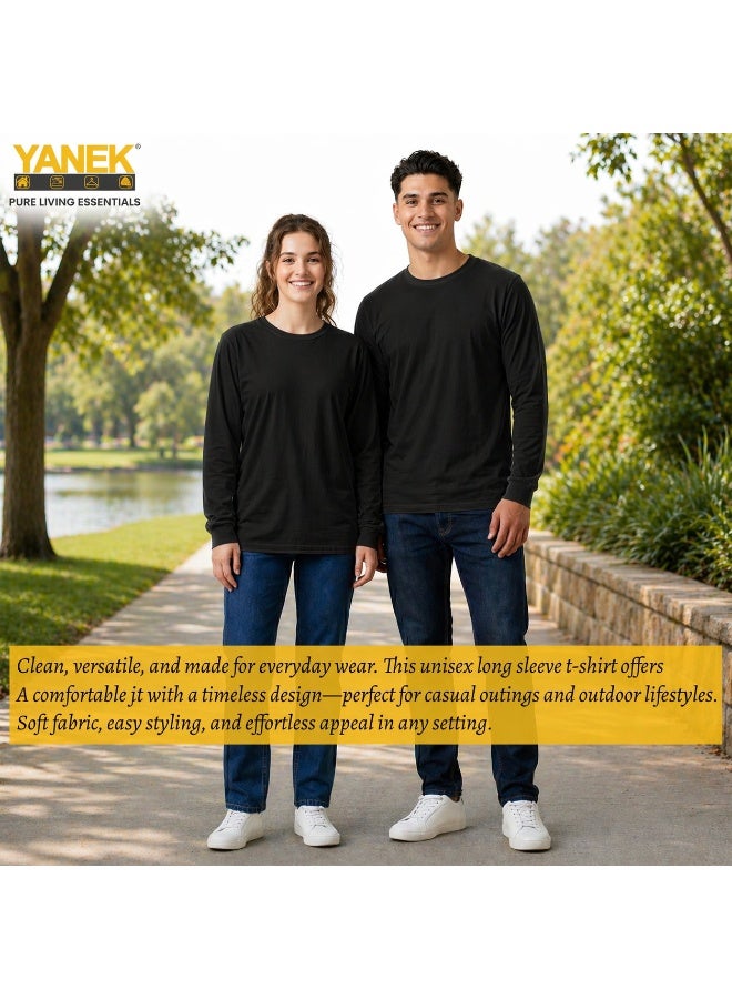 YANEK Unisex Crew Neck Full Sleeve T-Shirt – Soft Cotton, Regular Fit, Casual Wear - Image 5