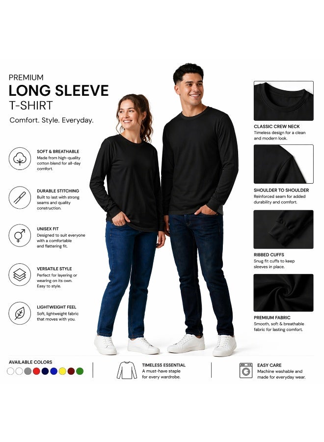 YANEK Unisex Crew Neck Full Sleeve T-Shirt – Soft Cotton, Regular Fit, Casual Wear - Image 3