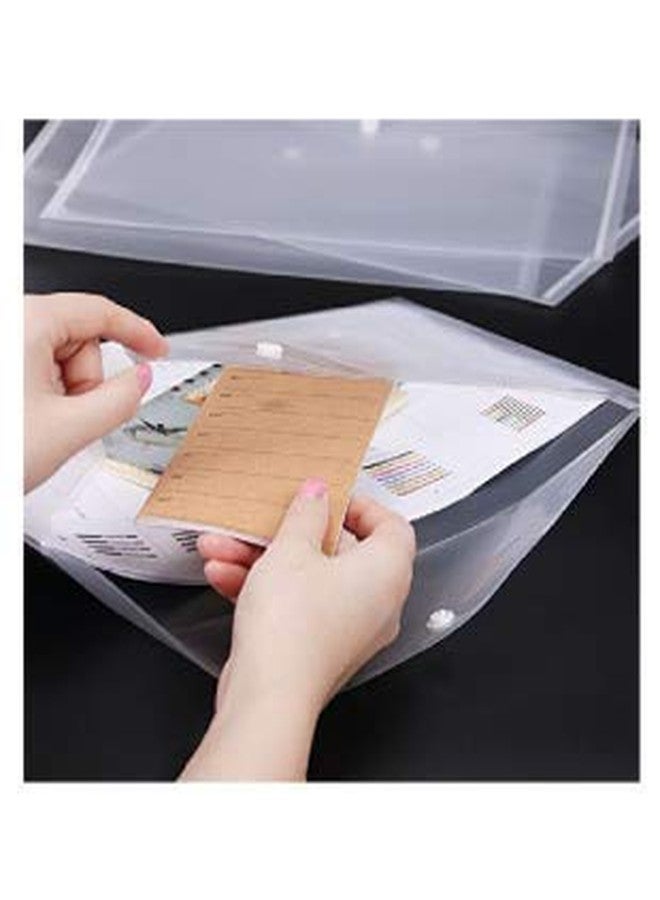 Aahum Polypropylene Clear Bag My Clear Bag Full Size Transparent A4 Paper Size Button Organizer File Folder (Pack of 10 Pcs) Color White - Image 4