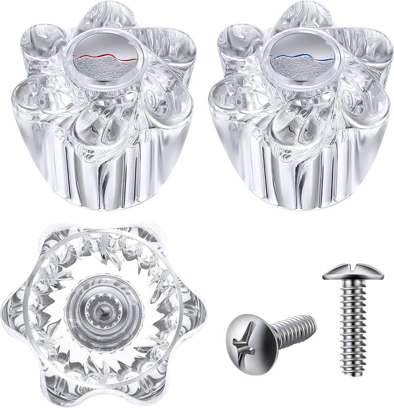 Enhon Shower Knob Replacement, Compatible with Pfister Contessa and Windsor Tub and Shower Faucets, Hot and Cold Faucet Handle Replacement, Newer Style, Clear Acrylic (2 Pieces) - Image 1