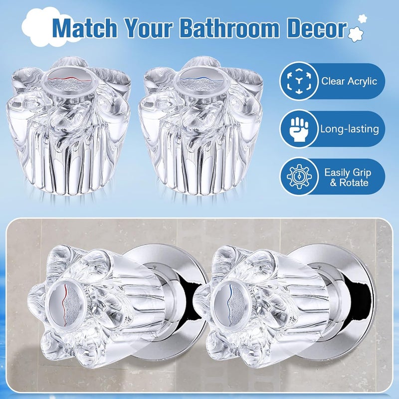 Enhon Shower Knob Replacement, Compatible with Pfister Contessa and Windsor Tub and Shower Faucets, Hot and Cold Faucet Handle Replacement, Newer Style, Clear Acrylic (2 Pieces) - Image 4