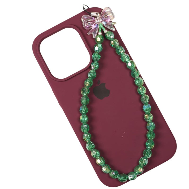 Threads & Beads phone charm with ovel cut beads and single butterfly, stylish mobile charm - Image 1