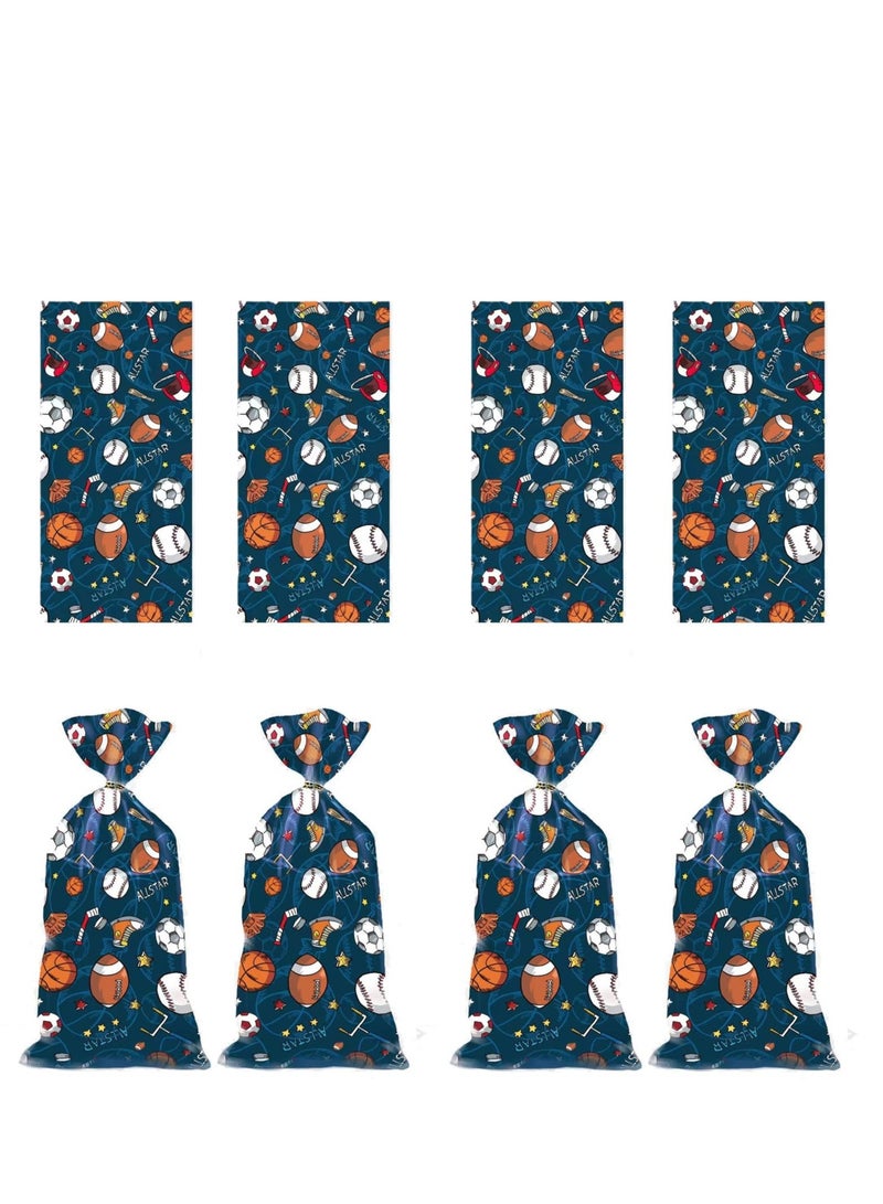 KASTWAVE 50 Cellophane Treat Bags with Twist Ties, Baseball, Soccer, Football, Basketball Themed Goodies for Birthdays - Image 4