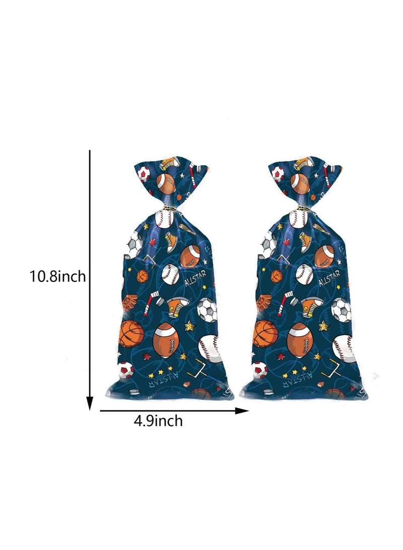 KASTWAVE 50 Cellophane Treat Bags with Twist Ties, Baseball, Soccer, Football, Basketball Themed Goodies for Birthdays - Image 5