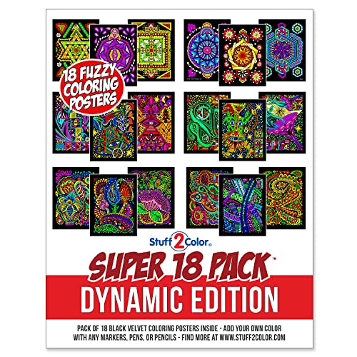 Stuff2Color Super Pack of 18 Fuzzy Velvet Coloring Posters (Dynamic Edition) - Great for Family Time, Arts & Crafts, Travel, At Home, Care Facilities [All Ages Coloring: Girls, Boys, Adults, Toddlers, Teens] - Image 5