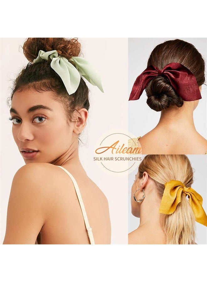 Aileam 14 PCS Bow Hair Scrunchies Bunny Ears Silk Scrunchies Hair Ties Bobbles Elastic Hair Ties Ropes Ponytail Holder Hair Accessories for Women - Image 4