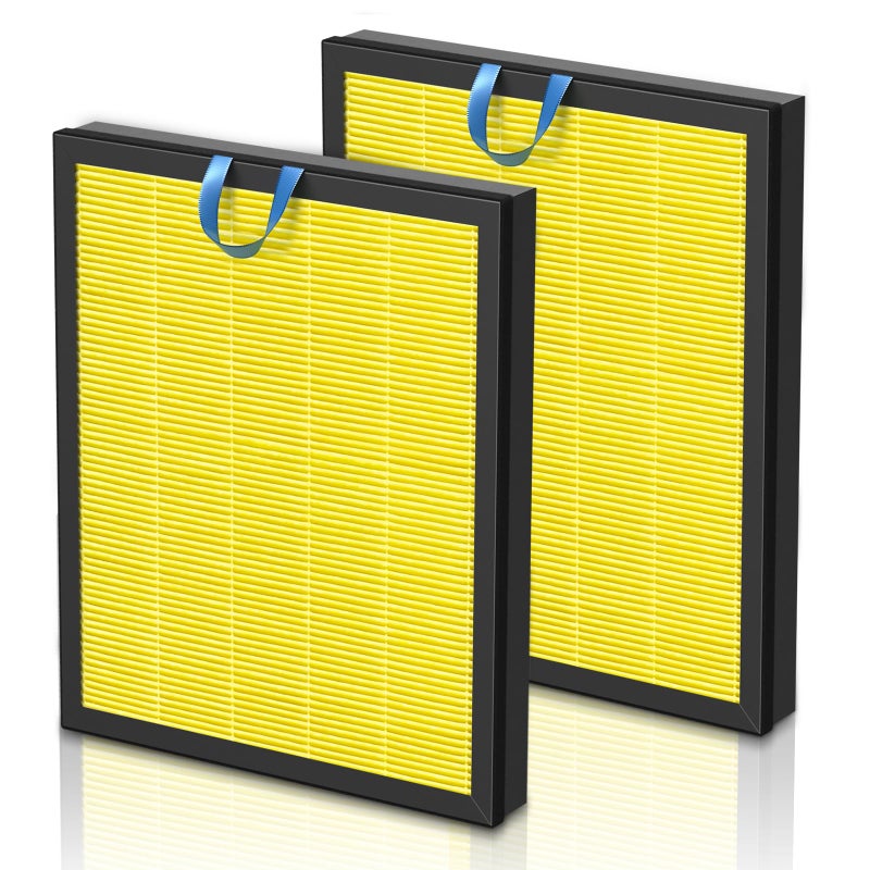 isinlive Vital 200S Pet Care Replacement Filter for LEVOIT Vital 200S and Vital 200S-P Air Purifier, HEPA and Activated Carbon Filter, Vital 200S-RF-PA, 2 Pack, Yellow - Image 1