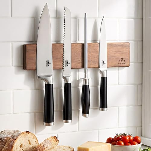 ENOKING Magnetic Knife Strips, Magnetic Knife Holder for Wall 10 Inch, Acacia Wood Knife Magnetic Strip Use as Knife Bar, Knife Holder for Kitchen Utensil Organizer, Without hooks - Image 2