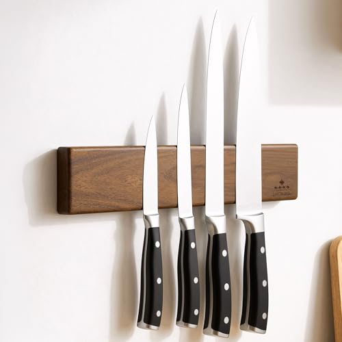 ENOKING Magnetic Knife Strips, Magnetic Knife Holder for Wall 10 Inch, Acacia Wood Knife Magnetic Strip Use as Knife Bar, Knife Holder for Kitchen Utensil Organizer, Without hooks - Image 3