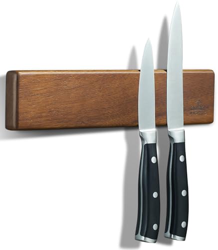 ENOKING Magnetic Knife Strips, Magnetic Knife Holder for Wall 10 Inch, Acacia Wood Knife Magnetic Strip Use as Knife Bar, Knife Holder for Kitchen Utensil Organizer, Without hooks - Image 1