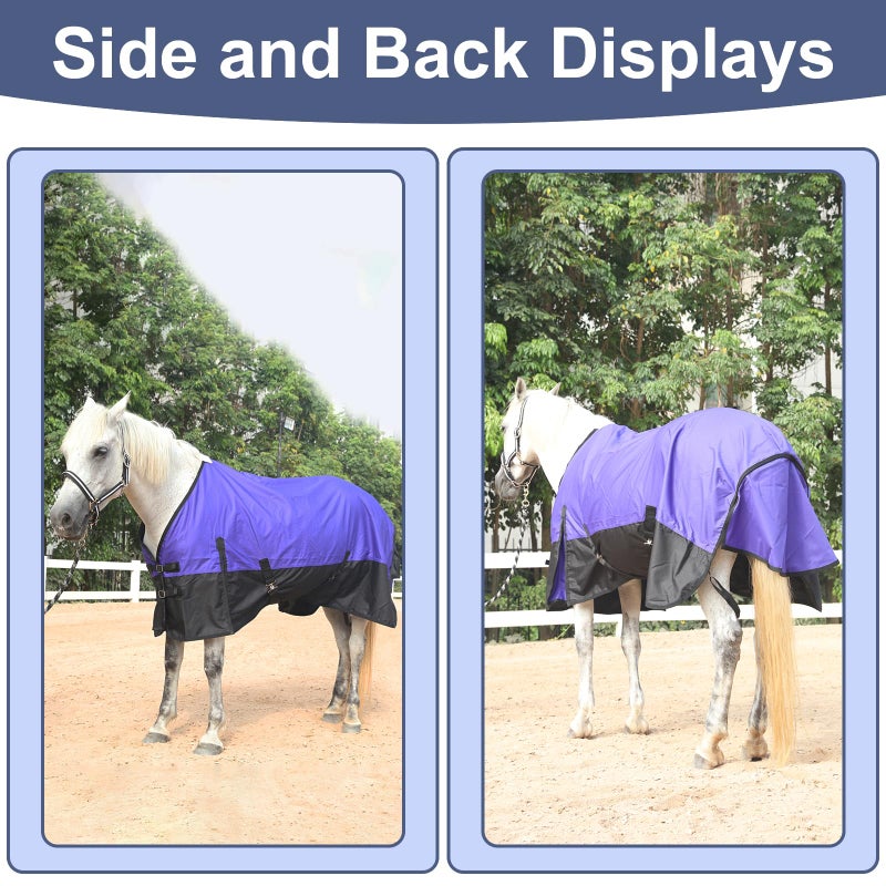Gallopoff 600 Denier Rip-Stop Horse Rain Sheet Lightweight Waterproof and Breathable Turnout Horse Blanket (No Fill) Violet/Black 78 - Image 4