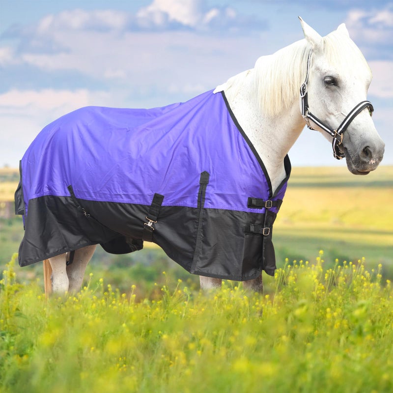 Gallopoff 600 Denier Rip-Stop Horse Rain Sheet Lightweight Waterproof and Breathable Turnout Horse Blanket (No Fill) Violet/Black 78 - Image 5