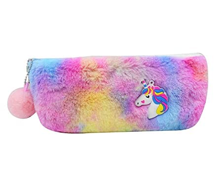 Paaroots Paaroots Pack of 3 Fur Unicorn Rainbow Pencil Pouch Soft Toys for Children Kids Favorite Pencil Box Makeup Cosmetic Travelling Bag Purse for Girls Women  - Image 4