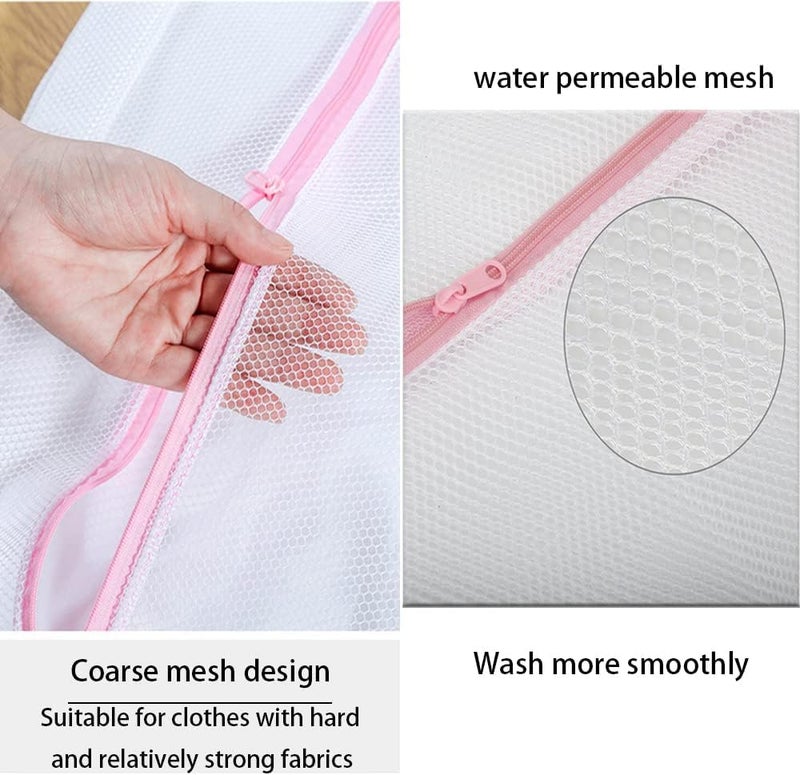 Sendria 6Pcs Mesh Laundry Bag Set with Zipper Closure Durable Polyester Wash Bags for Delicates Lingerie Socks Innerwear and Travel 3 Sizes Large Medium Small White 6 Set  - Image 5