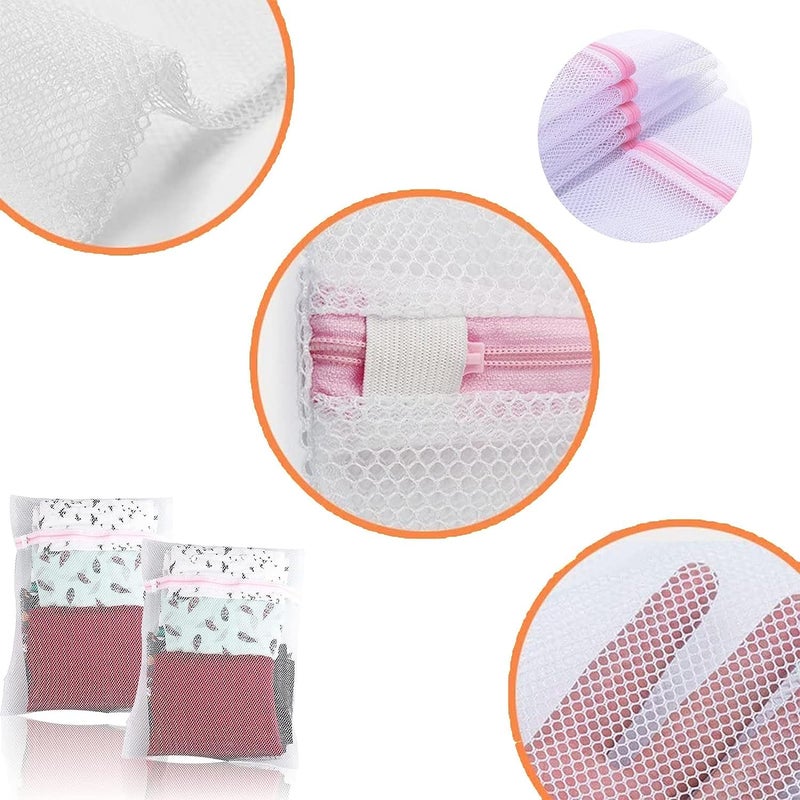 Sendria 6Pcs Mesh Laundry Bag Set with Zipper Closure Durable Polyester Wash Bags for Delicates Lingerie Socks Innerwear and Travel 3 Sizes Large Medium Small White 6 Set  - Image 3