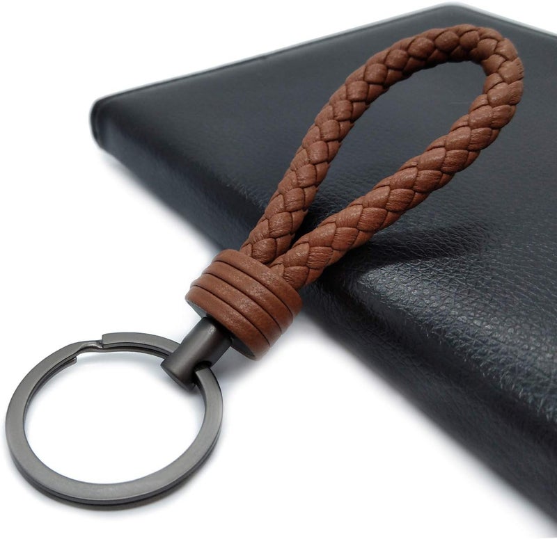 LABEN Handwoven Genuine Leather Keychain - Light Brown - Image 5