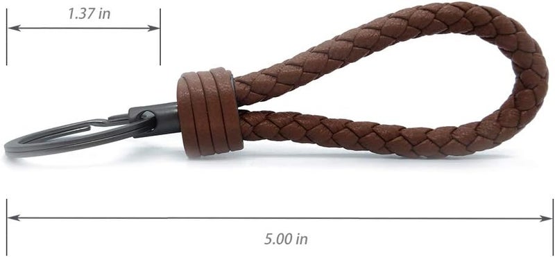 LABEN Handwoven Genuine Leather Keychain - Light Brown - Image 3