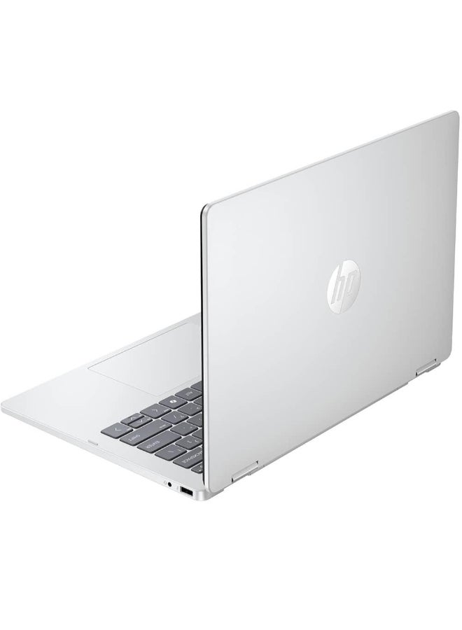 HP لابتوب أومني بوك 5 فليب (2025) – السلسلة الأولى / إنتل كور 7 – 150U / 14 بوصة FHD / 1TB SSD / 24GB RAM / رسومات إنتل المشتركة / ويندوز 11 هوم / لوحة مفاتيح إنجليزية وعربية / فضي جليدي + حزمة - Image 4