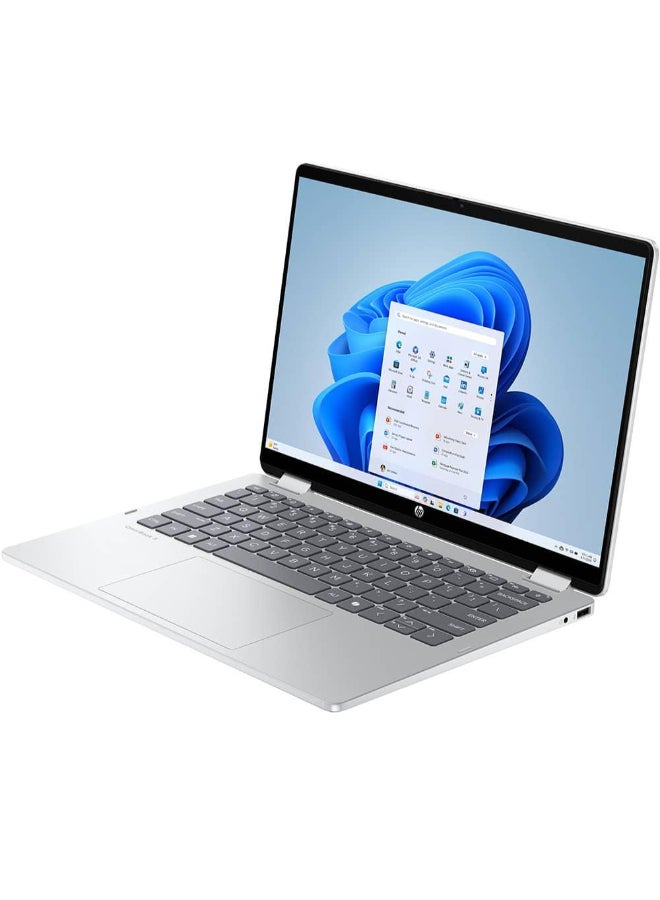 HP لابتوب أومني بوك 5 فليب (2025) – السلسلة الأولى / إنتل كور 7 – 150U / 14 بوصة FHD / 1TB SSD / 24GB RAM / رسومات إنتل المشتركة / ويندوز 11 هوم / لوحة مفاتيح إنجليزية وعربية / فضي جليدي + حزمة - Image 2