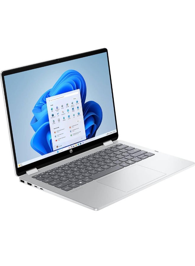 HP لابتوب أومني بوك 5 فليب (2025) – السلسلة الأولى / إنتل كور 7 – 150U / 14 بوصة FHD / 1TB SSD / 24GB RAM / رسومات إنتل المشتركة / ويندوز 11 هوم / لوحة مفاتيح إنجليزية وعربية / فضي جليدي + حزمة - Image 3