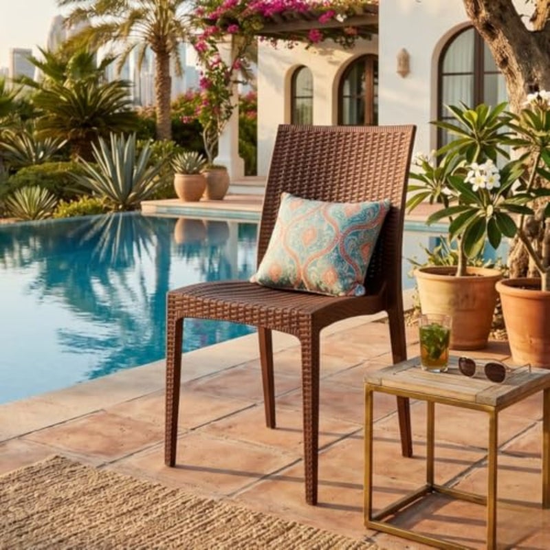 Modern Rattan Dining Chair, Outdoor and Indoor Wicker Chair, Lightweight Patio Seating Chair for Home, Balcony and Cafe Dark - Image 4