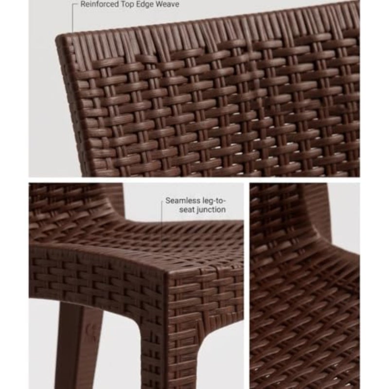 Modern Rattan Dining Chair, Outdoor and Indoor Wicker Chair, Lightweight Patio Seating Chair for Home, Balcony and Cafe Dark - Image 3