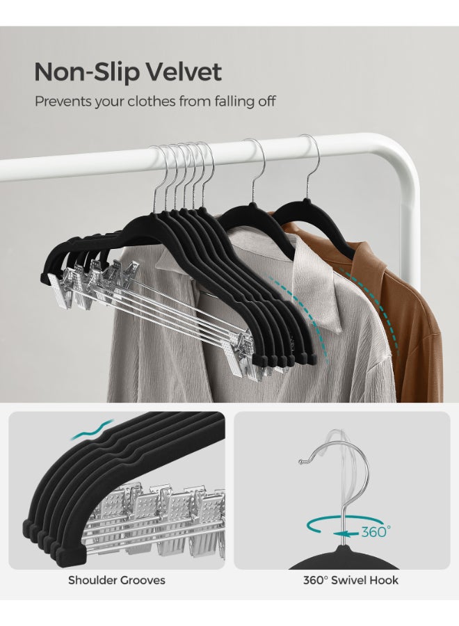 SONGMICS Trouser Hangers, Set of 20 Velvet Hangers with Adjustable Clips, 42.5 cm Long, Non-Slip, Space-Saving, for Skirts, Coats, Dresses, Black - Image 5