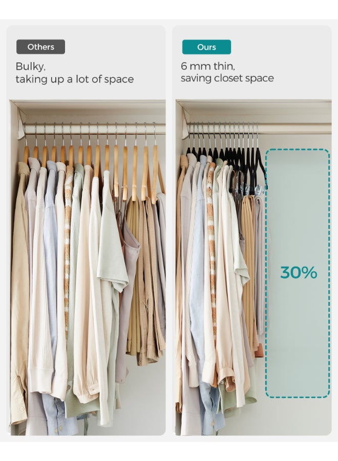 SONGMICS Trouser Hangers, Set of 20 Velvet Hangers with Adjustable Clips, 42.5 cm Long, Non-Slip, Space-Saving, for Skirts, Coats, Dresses, Black - Image 4