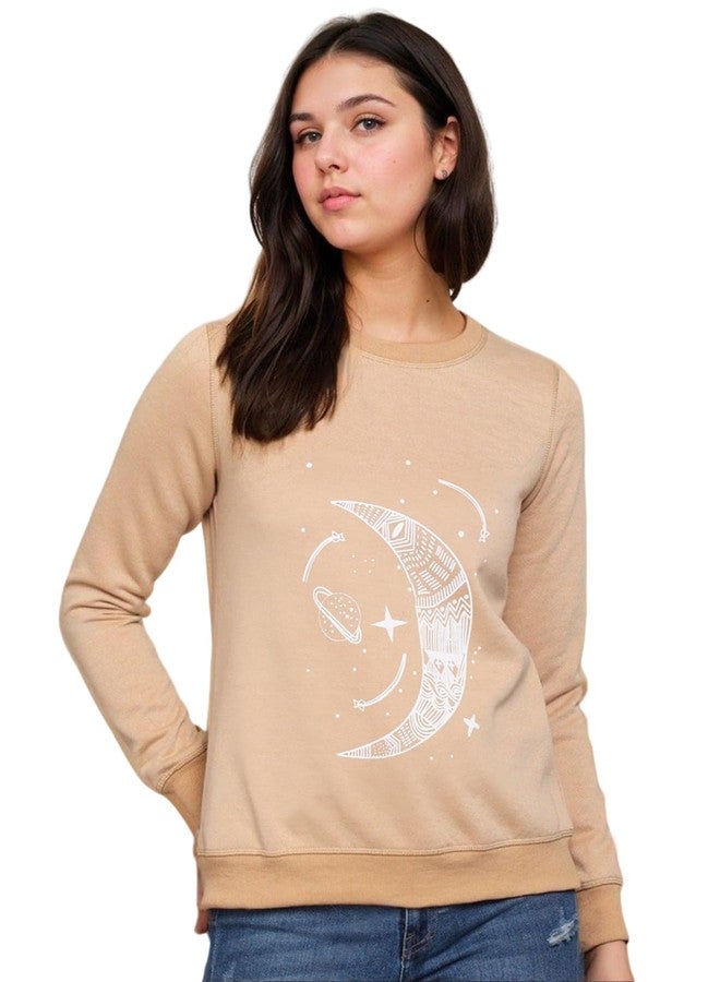 KOTTY Stylish Women's Graphic Sweatshirt Collection Casual Crewneck with Fun Prints and Patterns(Beige,XL) - Image 1