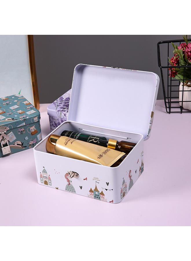Bluejw New British Style Small Size Tinplate Storage Box Wrought Iron Desktop Finishing Box With Lock Kindergarten Gift Box - Image 4