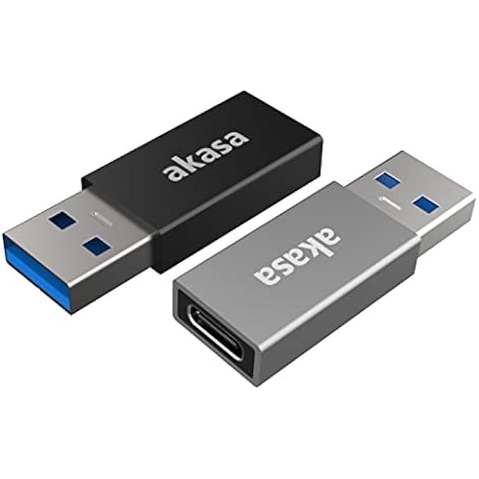 Akasa USB TYPE-A MALE TO USB TYPE-C FEMALE ADAPTER | USB 3.2 GEN 2 | UP TO 10 GBPS | SUPPORT FAST CHARGE | COMPATIBLE WITH LAPTOP, PHONE, TABLET, PC | 2 PACK | BLACK AND SPACE GRAY | AK-CBUB61-KT02 - Image 1